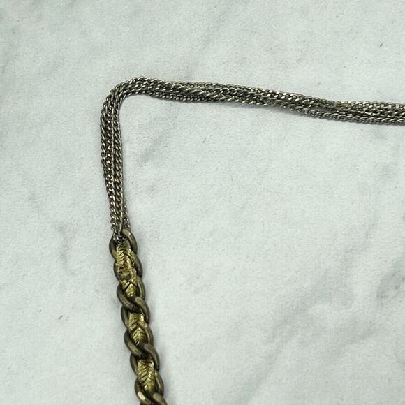 Ann Taylor Loft Rhinestone Silver and Gold Tone Long Chain Link Necklace - Picture 2 of 12